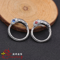 S925 Karakter Bunglon Bertatah Berlian Pria atau Wanita Bagian Buka Tutup Cincin Cincin
