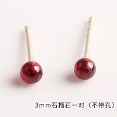 S925 Korea Modis Gaya Sterling Perak Alami Batu Akik Garnet Anting Buatan Tangan