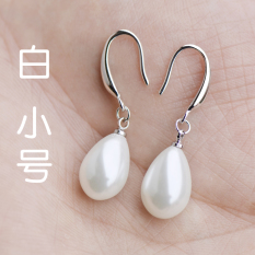 S925 Merah Tua Mempelai Wanita Anting-Anting Mutiara Anting