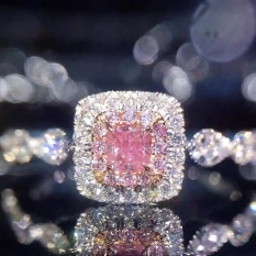 Cincin Berlian Tatahan Wanita Merah Muda Versi Korea