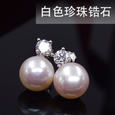 S925 Perempuan Elegan Sterling Silver Mutiara Anting Air Tawar Mutiara Anting