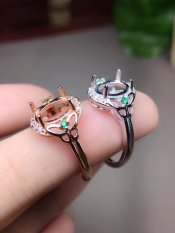 Toko bisnis s925 perak murni Cincin cincin penyangga kosong 7*9mm warna emas putih Emas Mawar bervariasi generasi mosaik fabrikasi