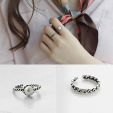 S925 Retro Wanita Air Tawar Mutiara Thai Perak Cincin Pasangan Sterling Silver Cincin