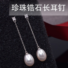 S925 Rumbai Sterling Silver Elegan Anti Alergi Anting-anting Air Tawar Mutiara Anting