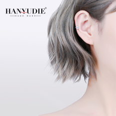 S925 Sederhana Batu Kristal Udara Perempuan Sterling Perak Anting Tulang Telinga Anting Jepit Tanpa Tindik