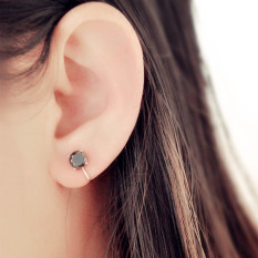 Orang Trendi Anting Jepit Tanpa Tindik Sederhana Hitam Perak Anting Tulang Telinga Pria dan Wanita