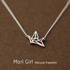 S925 Sterling Silver Perempuan Kertas Angsa Origami Kalung