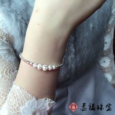 Gelang Perak Wanita Mutiara Bulat Dapat Disesuaikan Matte Versi Korea