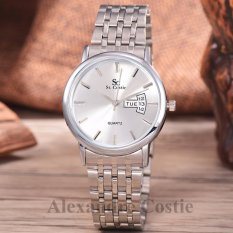 Saint Costie Original Brand, Jam Tangan Pria - Body Silver - White Dial - Stainless Stell Band - SC-RT-8027B-G-T/H-SW-PNP