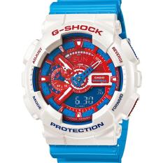 SALE - CASIO G-SHOCK GA-110AC-7 - PROTECTION - Analog-Digital - Multifunction - Jam Tangan Pria - Bahan Tali Resin - Biru - Aksen Putih/Merah
