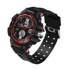 SANDA Fashion Watch Pria G Gaya Tahan Air Olahraga Militer Jam Tangan Shock Analog QUARTZ Digital Watch (Merah)