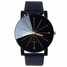 Santorini Jam Tangan Pria Wanita Fashion Kulit Sintesis Quartz Men Lady Watch - Black