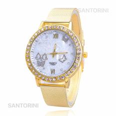 Santorini Jam Tangan Wanita Analog Women Fashion Butterfly Stainless Steel Diamond Wrist Watch - GOLD