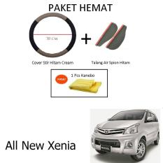 Sarung / Cover Stir / Setir / Steer Mobil All New Xenia Warna Hitam Cream + Talang Air Spion Hitam