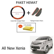 Sarung / Cover Stir / Setir / Steer Mobil All New Xenia Warna Hitam Orange + Talang Air Spion Hitam
