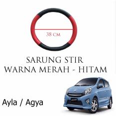 Sarung / Cover Stir / Setir / Steer Mobil Ayla / Agya Warna Merah Hitam
