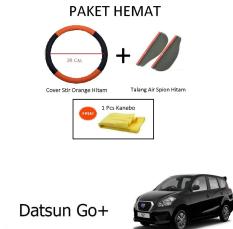 Sarung / Cover Stir / Setir / Steer Mobil Datsun GO+ Warna Hitam Orange + Talang Air Spion Hitam