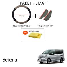 Sarung / Cover Stir / Setir / Steer Mobil Serena Warna Hitam Cream + Talang Air Spion Hitam