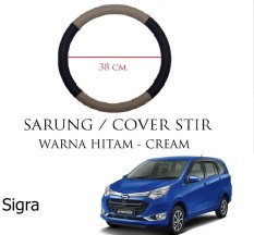 Sarung / Cover Stir / Setir / Steer Mobil Sigra Warna Hitam Cream