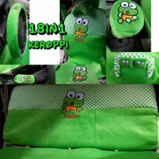 Sarung Jok 18in1 / Car Set / Bantal Mobil Keroppi Keropi Agya, Ayla, Brio, dll (Head-rest Menyatu) (2 Baris)