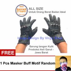 Sarung Tangan Kulit Panjang Full Bahan Lembut + Batok Protektor + Gratis Masker Buff