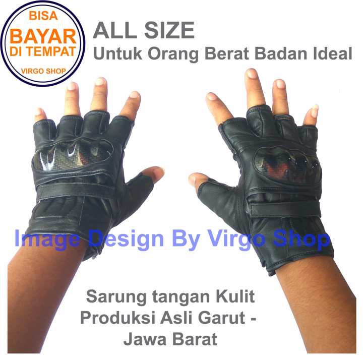 Sarung Tangan Kulit Setengah Jari Asli Garut Bahan Lembut