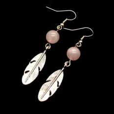 Sastra Alami Kristal Batu Akik Retro Anting Bulu Anting-Anting