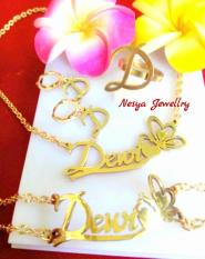 Satu Set Ukir Nama Lapis Emas ~ Kalung ~ Gelang ~ Anting ~ Cincin ~ ... Nesya Jewellry