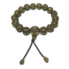 SDP Tradisional Buddhisme Tibet Kuningan Gelang Pria Enam WordsMantras OM MANI PADME HUM Logam Kuno Jimat Manik-manik Gelang-Intl