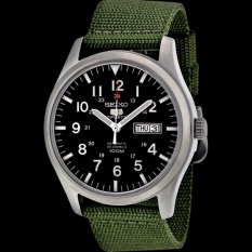 Seiko 5 Automatic - Jam Tangan Pria - Hijau Army - Tali Nylon - 90GZNS