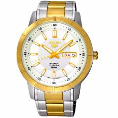 SEIKO 5 Automatic - Jam Tangan Pria - Silver Kombinasi Gold - Stainless Steel - 85NKNS