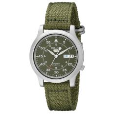 Seiko 5 SNK805 SNK805K2 Gaya Militer Otomatis 21 Jewels Pria Jam Tangan Tali Hijau