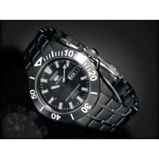 Seiko 5 Sports SNZF85K1 Full Black Stainless Steel Jam Pria SNZF85