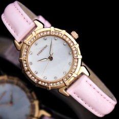 Sengshen Grosir Aili Juta Semua Orang Atas Nama Korea Fineladies Jam Diamond Shell QUARTZ Watch (Pink) -Intl