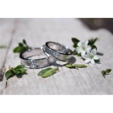 sepasang cincin cincin emas putih 18k AuPd