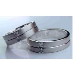 Sepasang cincin emas putih 18k AuPd
