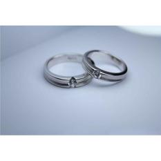 sepasang cincin emas putih 18k AuPd