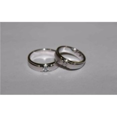 sepasang cincin emas putih 9k AuAg