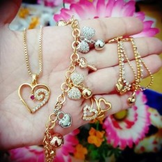 Set Perhiasan Wanita Termurah Lazada Co Id Set Perhiasan Gelang Love Cantik Xuping Gold
