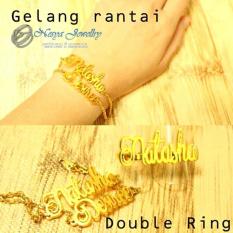 Set Ukir Nama Lapis Emas Font Double / Kalung / Gelang / Cincin