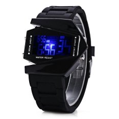 SH Unik LED Olahraga Watch dengan Tampilan Digital Pesawat Bentuk Dialand Rubber Band Black (Tidak Ditentukan) (LUAR NEGERI)-Intl
