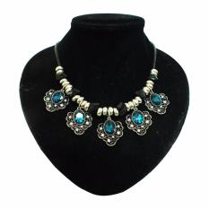 Shine Accessories - KW0968 - Kalung Bunga Kristal (Blue Tequila)