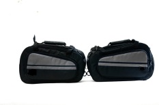 Side Bag Oval / Sidebag motor / tas samping motor - Hitam list Abu