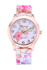 Silikon Tali Pengikat Indah Mawar Bunga Super Borcelain Desain Jam Tangan Geneva (International)