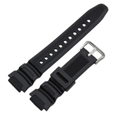 Silicone Rubber Watchband Convex Strap 18mm X 25mm untuk Casio SGW-300H SGW-400H AE-1000W AQ-S810W Watch Band Pergelangan Tangan Gelang Hitam-Intl