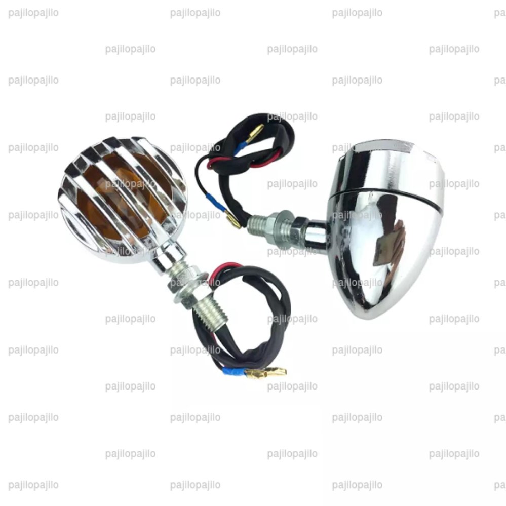 Silver - Lampu Sen Sein Model Retro Harley Cafe Racer Jap Chrome Style Cub Jeep Grill Motor Honda Yamaha Suzuki Beat Vario Scoopy Supra X Revo VIxion Mio Nmax Jupiter MX King