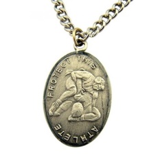 Silver Tone Pelindung Olahraga Saint Sebastian Wrestling Atlet Medali, 1 Inch-Intl