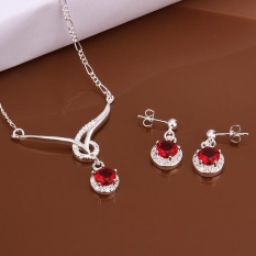 Sederhana Perhiasan Set Blackhorse Online Women Romantis Tembaga Partai Kalung/Anting Kalung Earrings Air Drop Perak Berlapis-Internasional