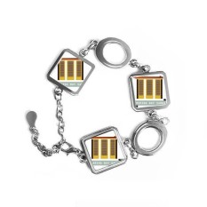Singapore Marina Bay Sands Square Shape Metal Bracelet Love Gifts Jewelry With Chain Decoration - intl