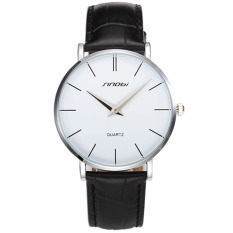 SINOBI 2016 Baru Casual Slim Pria QUARTZ Watch Ultra Tipis Kulit Jam Tangan Klasik Jam Tangan Pria Clock (hitam Putih)